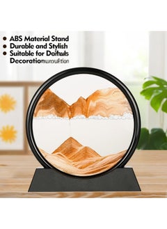 Happy Home Moving Sand Art Board, 3D Hourglass, Deep Sea Sand Scenery, Moving Sand Art Board, Circular Sand Frame, 3D Colorful Sand Decor, Comfortable Desktop for Home Office (7 Inch,Yellow)  - Image 3