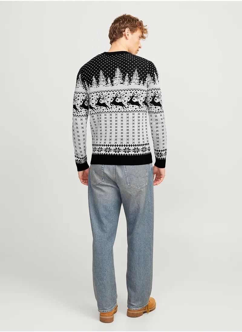 جاك اند جونز Jjxmas Christmas Print Sweaters