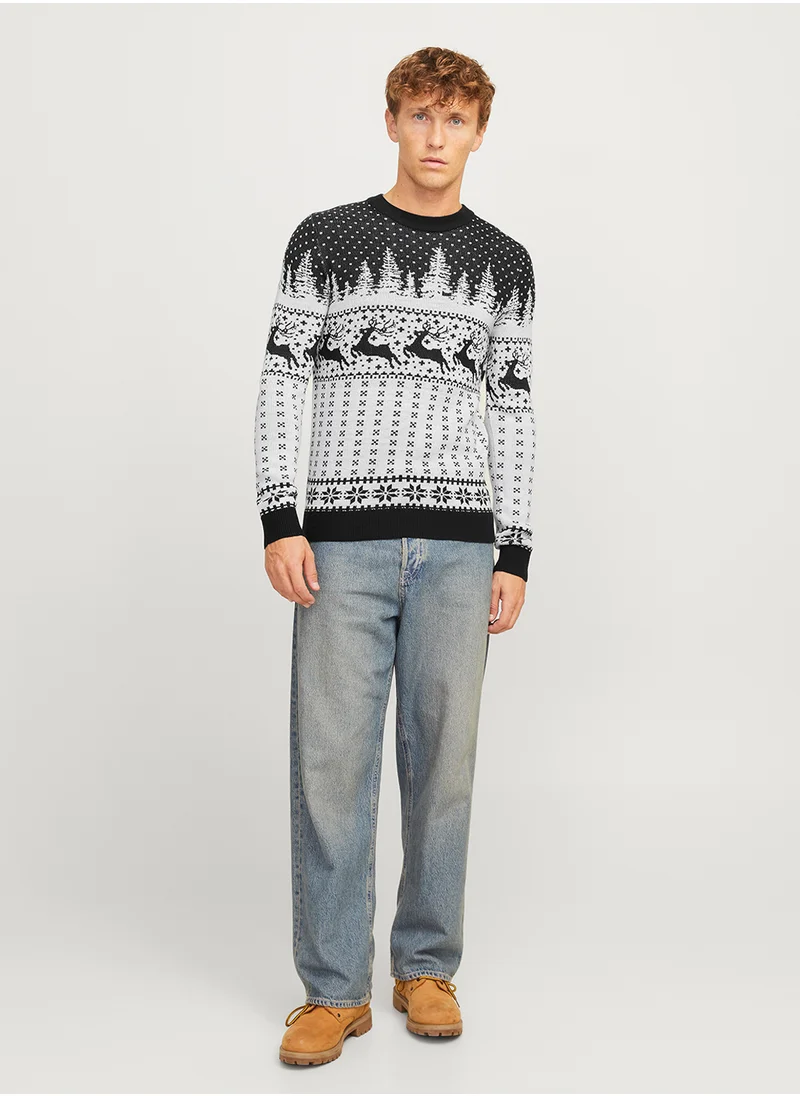 جاك اند جونز Jjxmas Christmas Print Sweaters