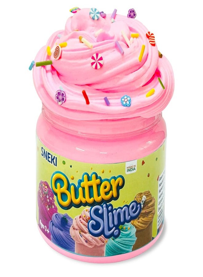 SNEKI Pink Rose Scented Butter Slime for Kids 3-10 Years | Soft & Stretchy Engaging Play Kit with Sprinkles & Candy Charms - DIY Slime, Stress-Relief Toy, Party, Birthday Return Gift for Boys & Girls - Image 1