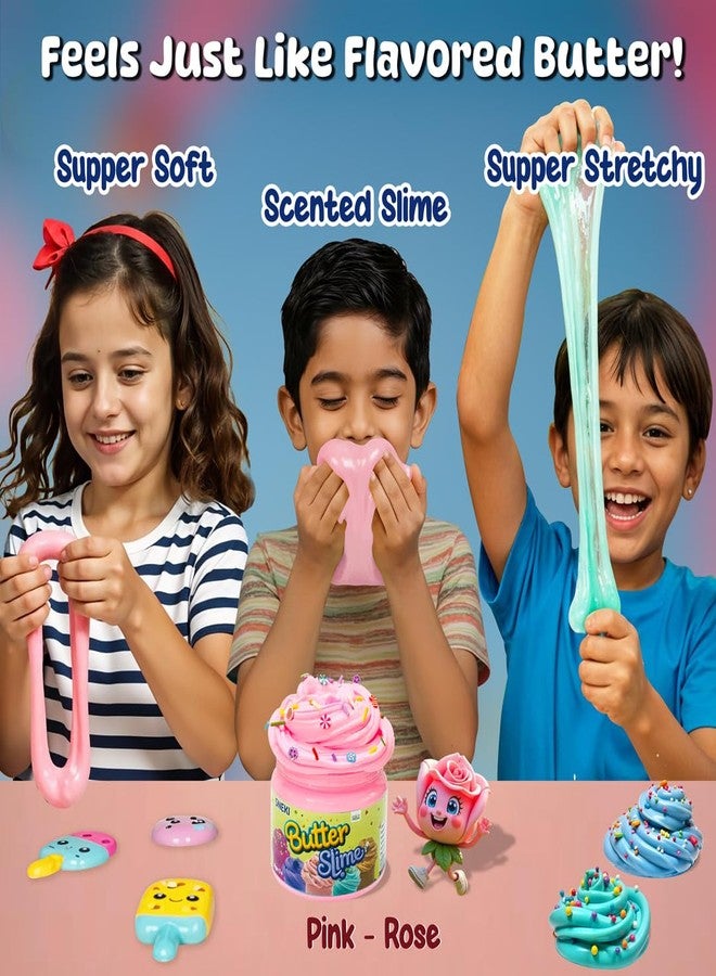 SNEKI Pink Rose Scented Butter Slime for Kids 3-10 Years | Soft & Stretchy Engaging Play Kit with Sprinkles & Candy Charms - DIY Slime, Stress-Relief Toy, Party, Birthday Return Gift for Boys & Girls - Image 2