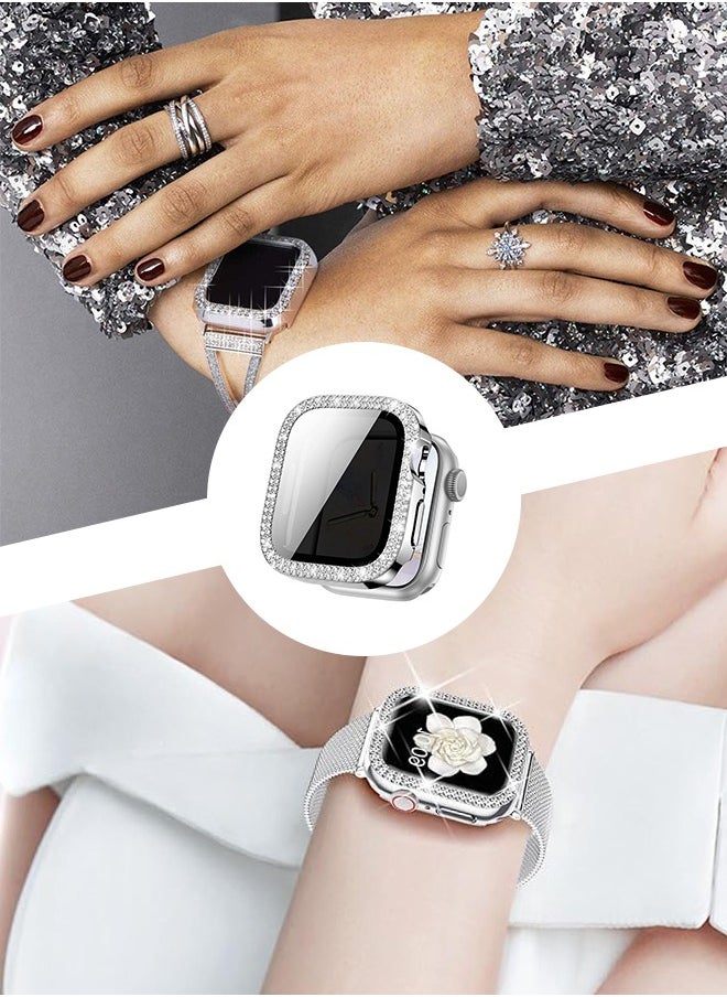 Protective Case Cover With Screen Protector, Diamonds Crystal Bumper Hard PC Shockproof Case For Apple Watch series 41mm