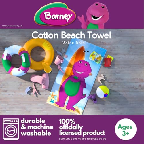 Franco Barney Classic Kids Super Soft Cotton Bath/Pool/Beach Towel, 58 in x 28 in, (Offical Licensed Product) - Image 2