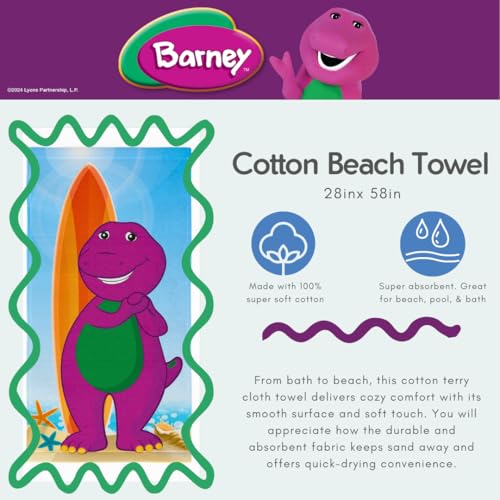 Franco Barney Classic Kids Super Soft Cotton Bath/Pool/Beach Towel, 58 in x 28 in, (Offical Licensed Product) - Image 3