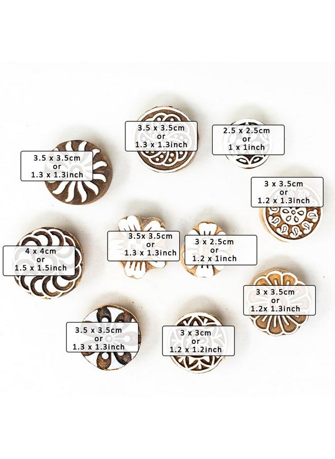 Hashcart Wooden Indian Traditional Design Printing Stamps / Blocks For Printing Saree Border / Dresses / Craft Card Making / Scrapbook / Clay Pottery (Set Of 10)  - Image 3