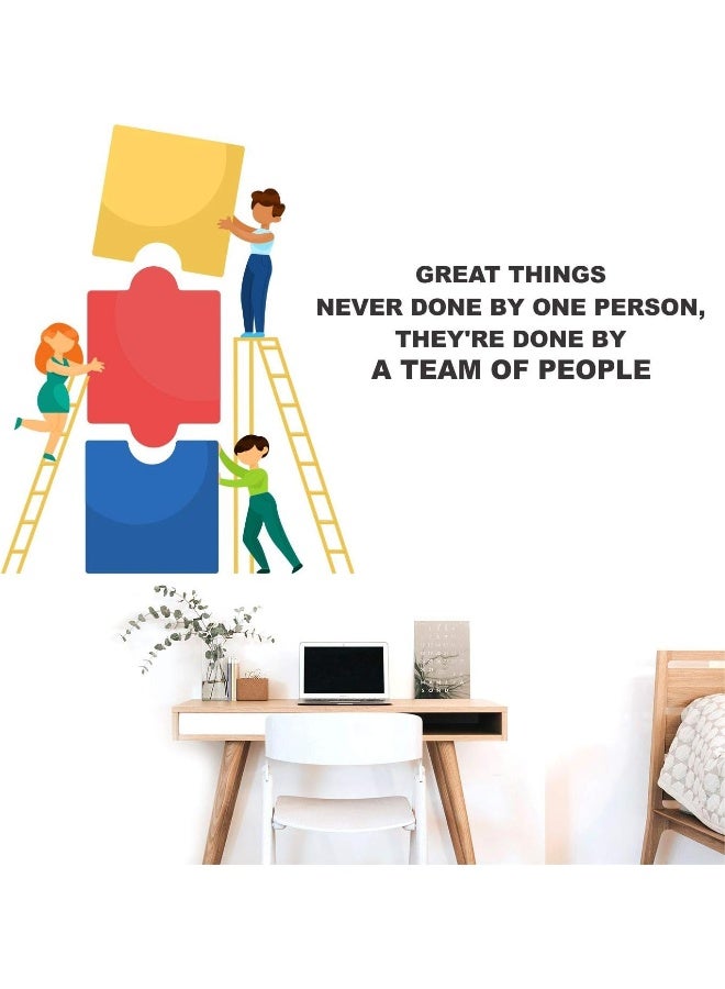 StickMe Vinyl Team Work - Office - Inspirational - Motivational - Quotes Wall Sticker -SM751 (Multicolour, 90cm X 55cm) - Image 1