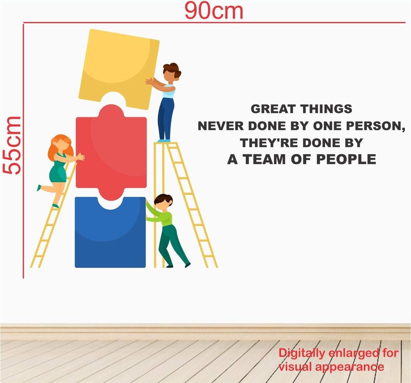 StickMe Vinyl Team Work - Office - Inspirational - Motivational - Quotes Wall Sticker -SM751 (Multicolour, 90cm X 55cm) - Image 3