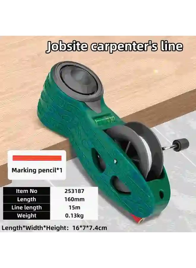 Professional Chalk Line Marker With Ink Bucket And Level For Woodworking Projects And Workshops 1968 5 Inch Hand Crank Precision - Image 3