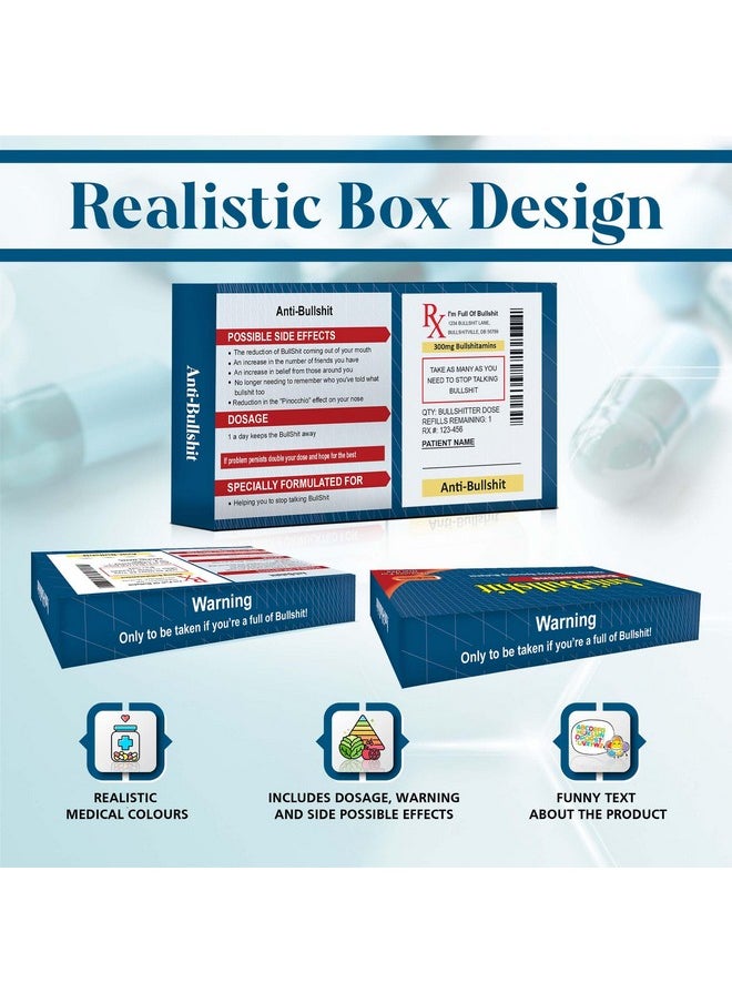 BestaFiesta - Prank Pill Box Funny Gifts For Men - Gag Christmas Gifts Funny - Prank Gift - Gag Gift Idea For Adults - Adult Gifts - Presents For Men Empty Prank Gift Box Fill It With Candy (Anti-Bs) - Image 1
