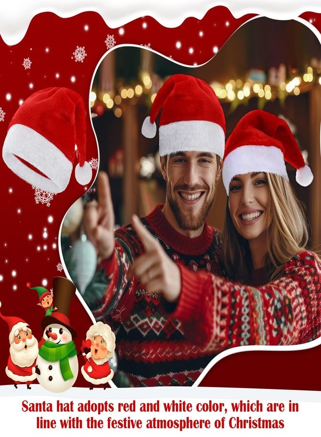 Jadive 20 Pcs Velvet Santa Hats Adult Bulk Thick Xmas Operation Christmas Family Holiday Hats with Comfort Lining New Year Festive - Image 2