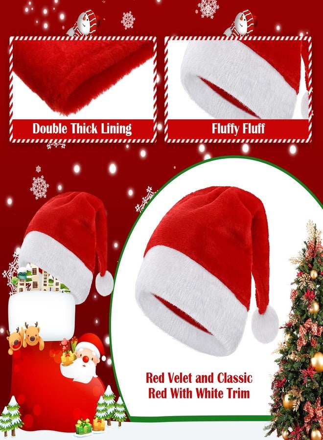 Jadive 20 Pcs Velvet Santa Hats Adult Bulk Thick Xmas Operation Christmas Family Holiday Hats with Comfort Lining New Year Festive - Image 5