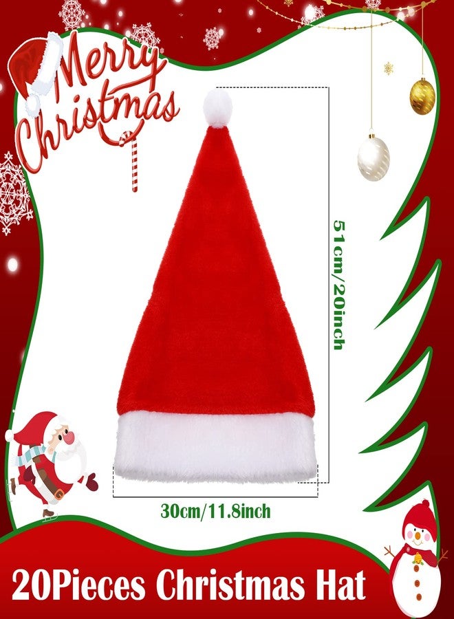 Jadive 20 Pcs Velvet Santa Hats Adult Bulk Thick Xmas Operation Christmas Family Holiday Hats with Comfort Lining New Year Festive - Image 3