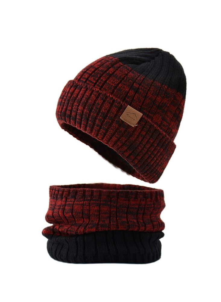 Loquat Winter Padded Set Cap Knitted Hat Scarf 2-Piece Set