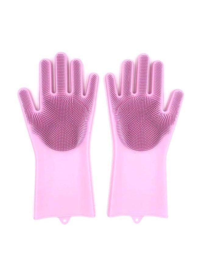 Generic Heat Resistant Non-Slip Dishwashing Gloves Pink One Size  - Image 1