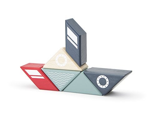 Tegu 6 Piece Tegu Travel Pal Magnetic Wooden Block Set Tugboat - Image 1
