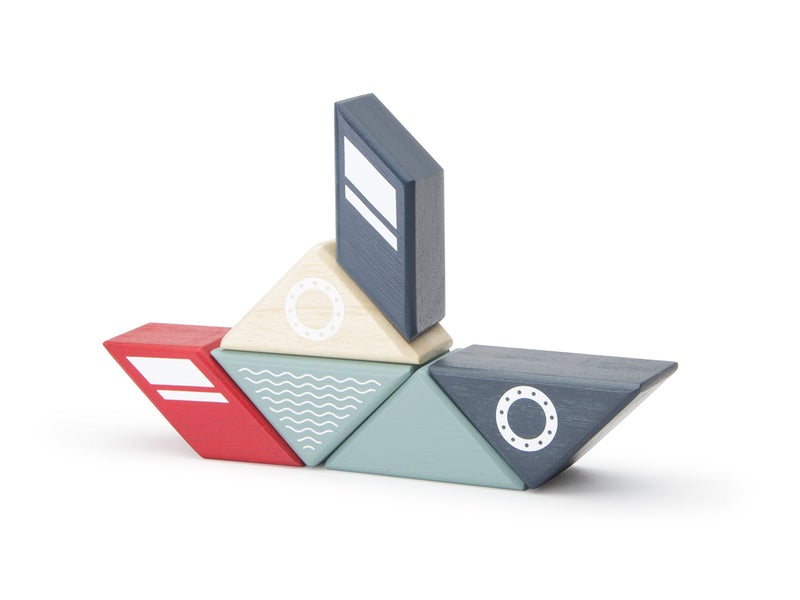 Tegu 6 Piece Tegu Travel Pal Magnetic Wooden Block Set Tugboat - Image 2