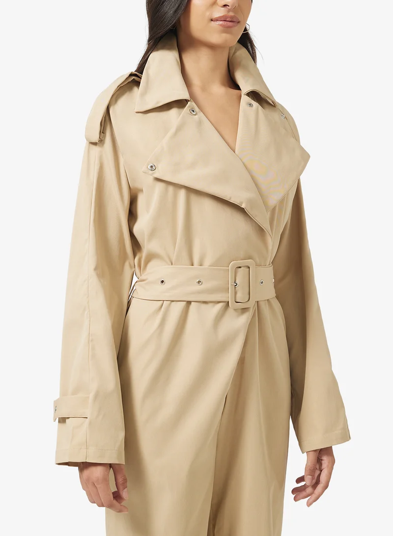 Ginger Trench Coat Style Belted Jumpsuit
