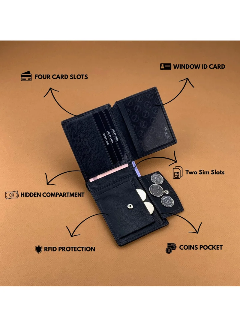Classic Milano Black (CMGT-15) Classic Milano Men’s Wallet – Slim Bifold Leather Wallet for Men with RFID Blocking – Credit Card Holder & Card Wallet – Stylish Mens Purse – Gift for Husband, Father & Men for Men | Best Price UAE