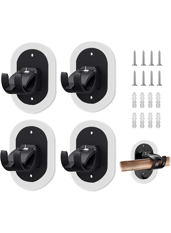 erorex 4 PCS Self-Adhesive Curtain Rod Brackets - Universal Wall Mount for 0.6'' to 1.5'' Rods, Heavy Duty Hooks for Bathroom, Kitchen, Living Room  - Image 1