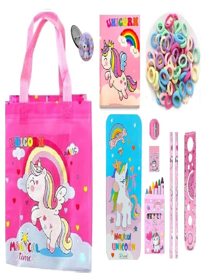 Krisus Magical Unicorn Gift Set for Girls – Adorable Stationery Kit with Pouch, Diary & Goodies Bag – Perfect for Birthday Celebrations, Rakhi Surprises, Navratri Kanya Gifts & Party Favors (Combo D)