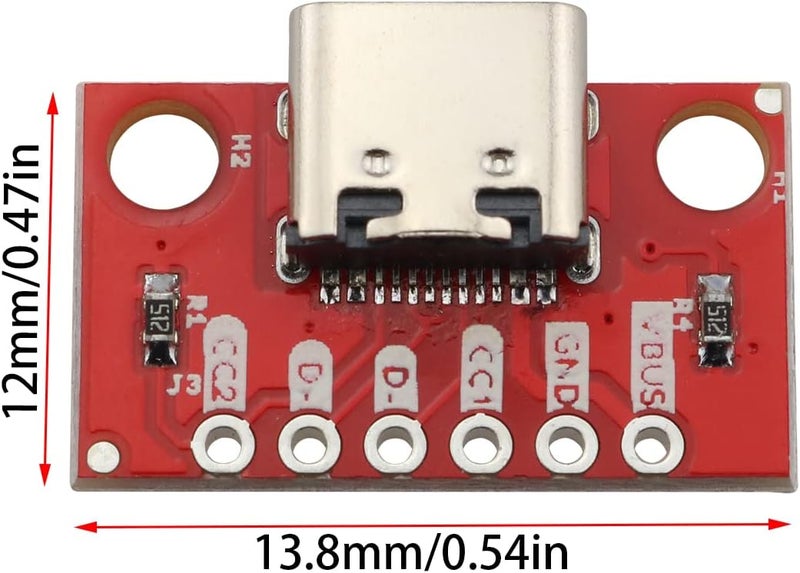 klarako 5Sets USB Type C Breakout Serial Basic Breakout Female Connector 16P PCB Converter Board Type PCB Converter Board, Red - Image 2
