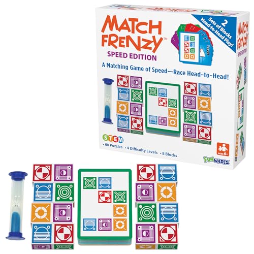 Funwares Match Frenzy Portable Pattern Matching Puzzle Game Family Mini Board Games Perfect for Travel Home Play Road Trip Activities for Kids and Adults Quick SetUp Speed Edition - Image 1