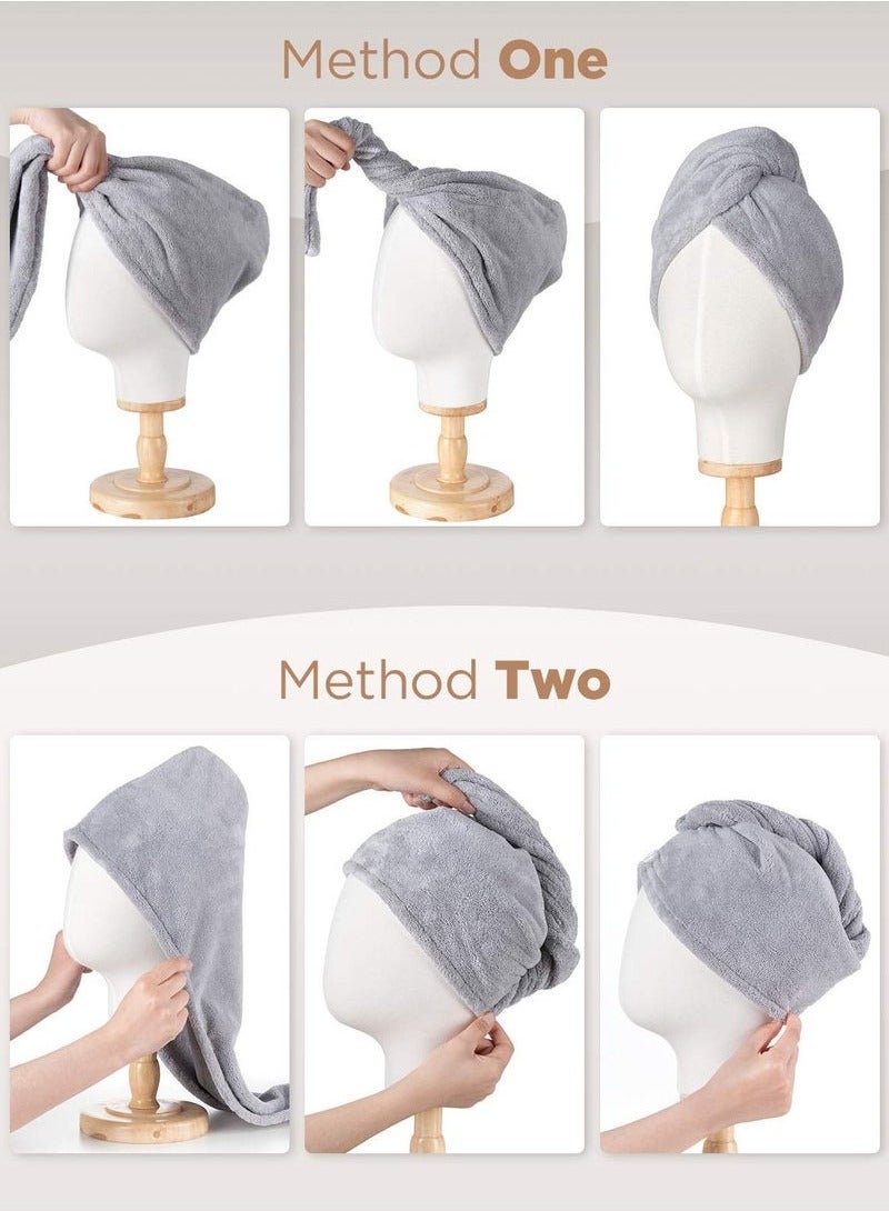 3-Pack Microfiber Wet Hair Towels (Purple, White, Green) - Image 4