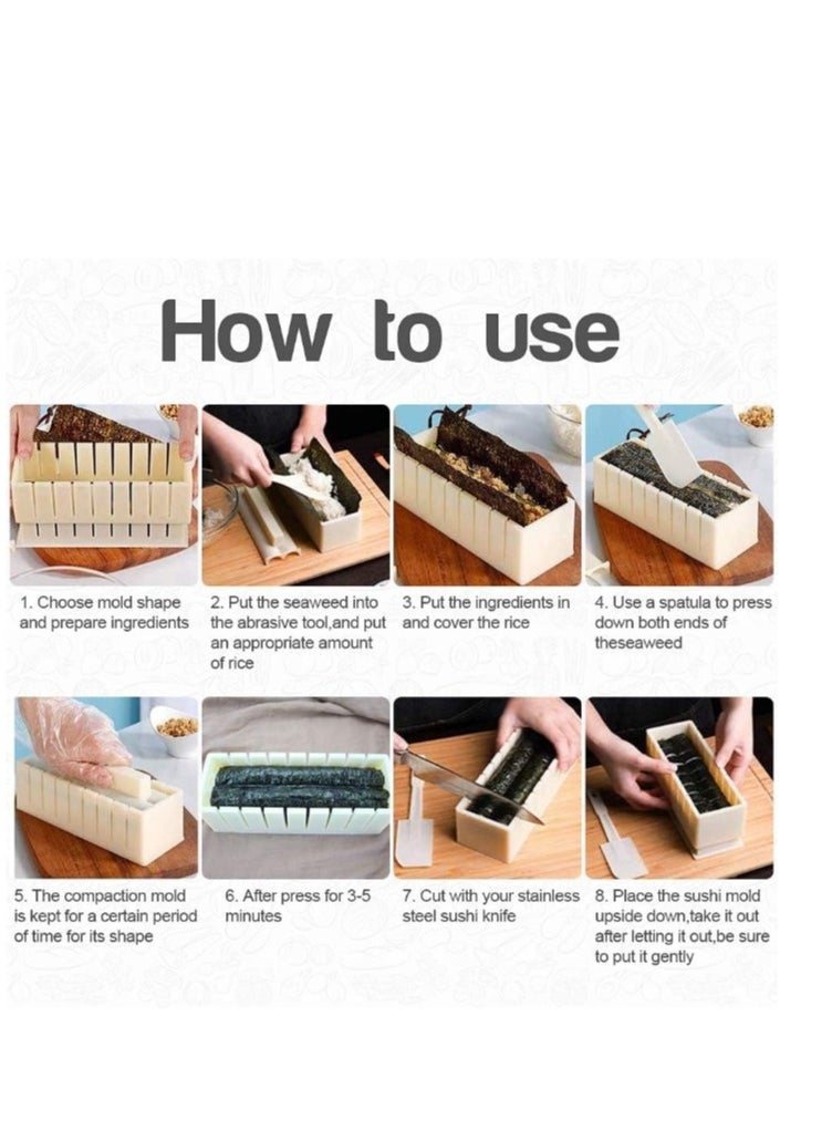 OASIS-TH - Sushi Making Kit,10PCS DIY Sushi Roller Kit For Beginners,Reusable Rice Roller Mold Sushi Starter Set,Prefect Home Sushi Tool - Image 1