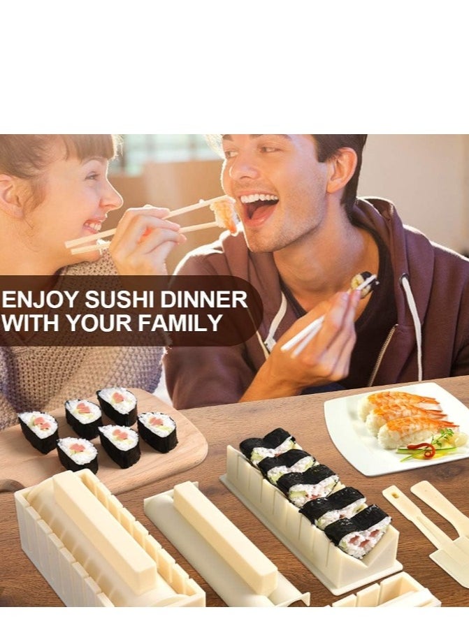 OASIS-TH - Sushi Making Kit,10PCS DIY Sushi Roller Kit For Beginners,Reusable Rice Roller Mold Sushi Starter Set,Prefect Home Sushi Tool - Image 1