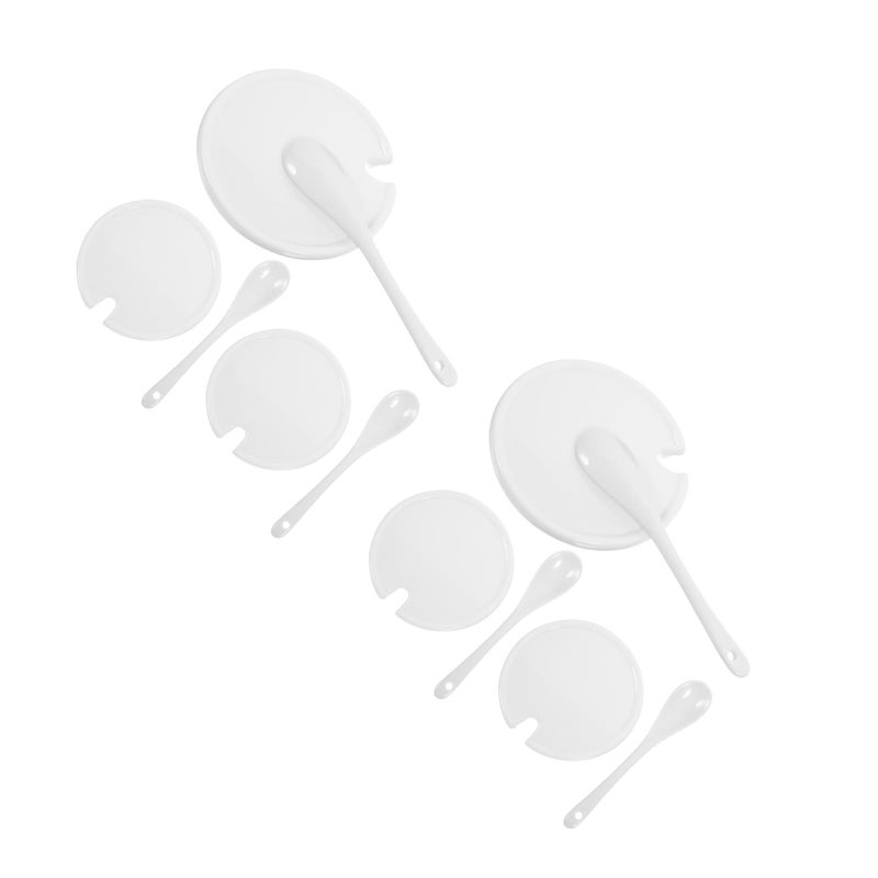 6 Sets Simple Ceramic Mugs Universal Lids Coffee Cup Lids Covers and Spoons - Image 1