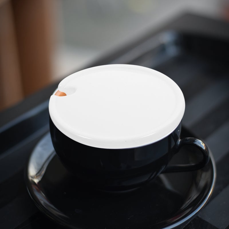 6 Sets Simple Ceramic Mugs Universal Lids Coffee Cup Lids Covers and Spoons - Image 5