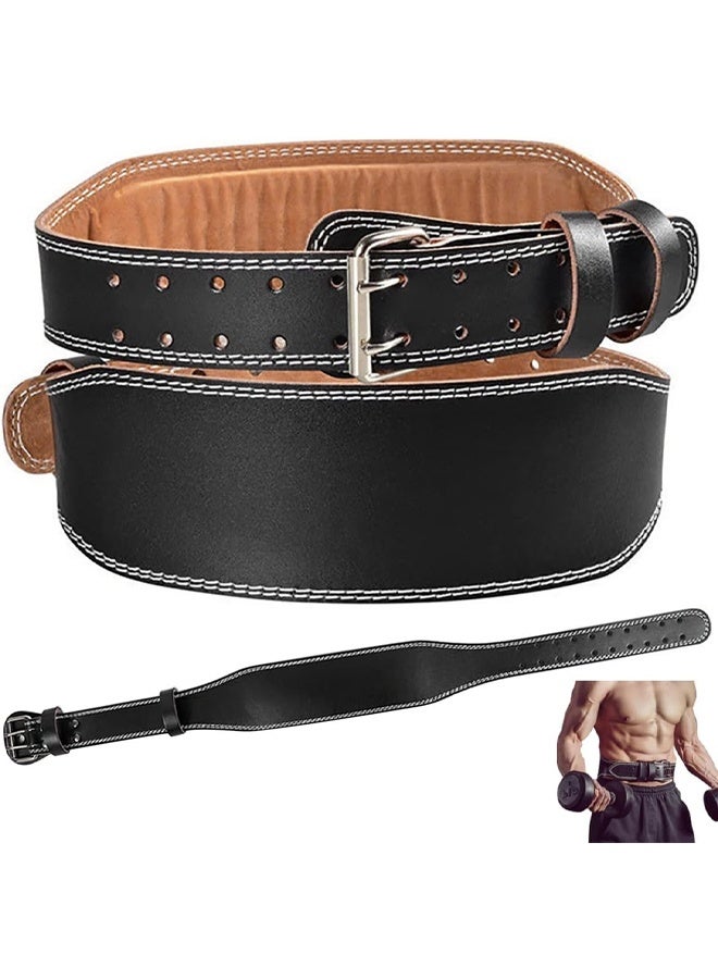DUNISO Weight Lifting Belt，Leather Gym Exercise Belt，Workout Gym Belt with Adjustable Buckle & Pad，for Heavy Lift Lower Back Lumbar Support Dead-lifts Squats Fitness Cross Strength Training Muscle Power Exercise - Image 1
