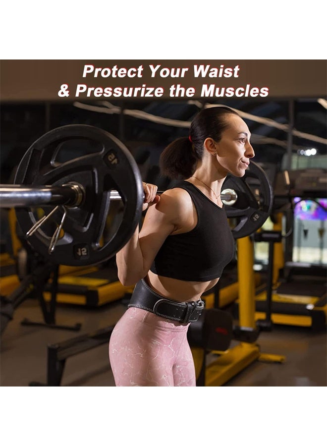 DUNISO Weight Lifting Belt，Leather Gym Exercise Belt，Workout Gym Belt with Adjustable Buckle & Pad，for Heavy Lift Lower Back Lumbar Support Dead-lifts Squats Fitness Cross Strength Training Muscle Power Exercise - Image 2