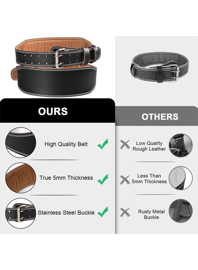 DUNISO Weight Lifting Belt，Leather Gym Exercise Belt，Workout Gym Belt with Adjustable Buckle & Pad，for Heavy Lift Lower Back Lumbar Support Dead-lifts Squats Fitness Cross Strength Training Muscle Power Exercise - Image 4