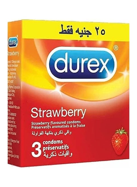 Condoms Set Strawberry 3 Pcs