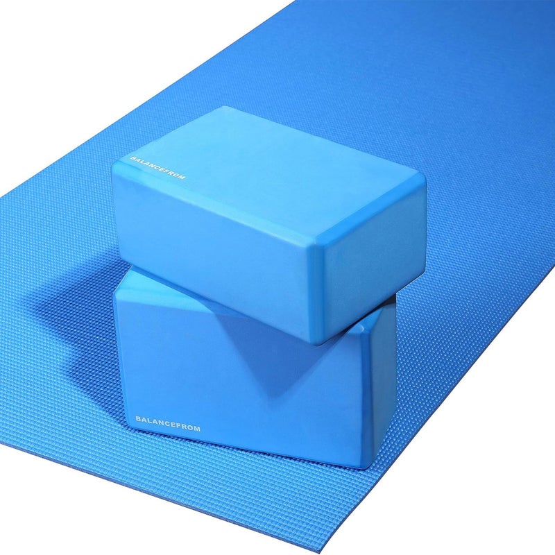 Fitvids 1/4-Inch High Density Thick Non Slip Yoga Mat with Knee Pad and Carrying Strap for Workout, Pilates, Gym Home Exercise, Blue - Image 5