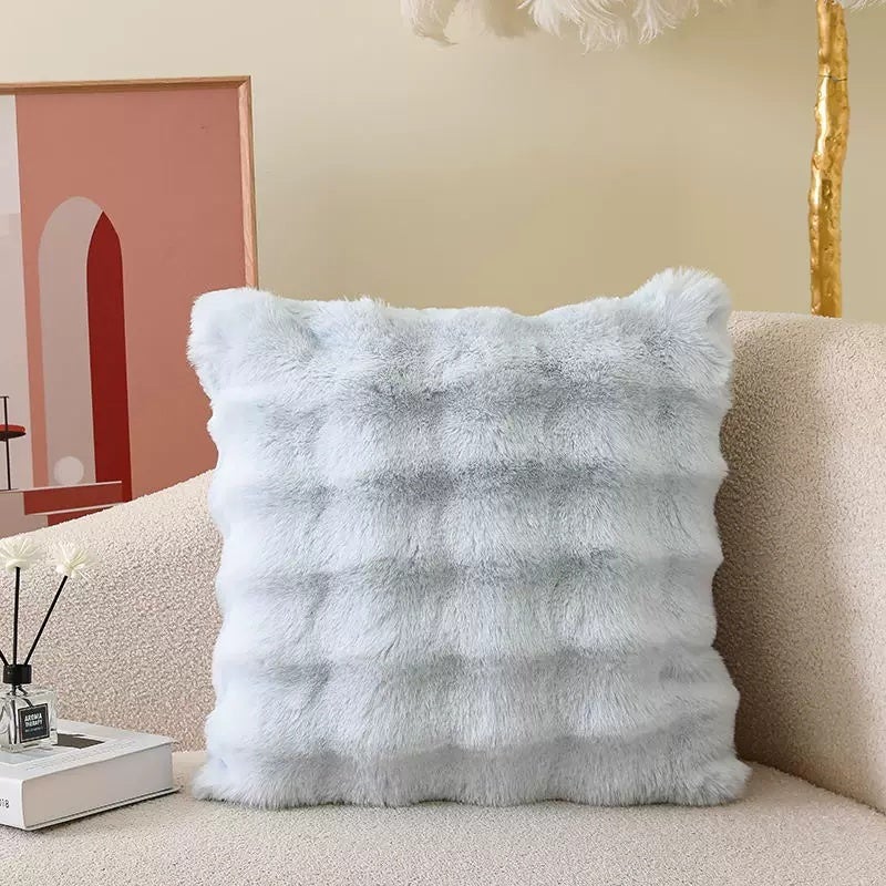 Double-sided imitation rabbit plush pillow, light luxury pillow, large backrest cushion, living room sofa pillow, pillowcase without core, high-end feeling - Image 2
