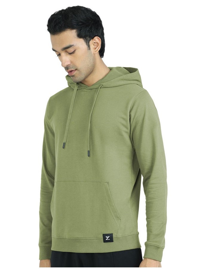 XYXX - XYXX Men's Cotton Neck Hooded Sweatshirt (XYHOD01_Olive Green - Image 1