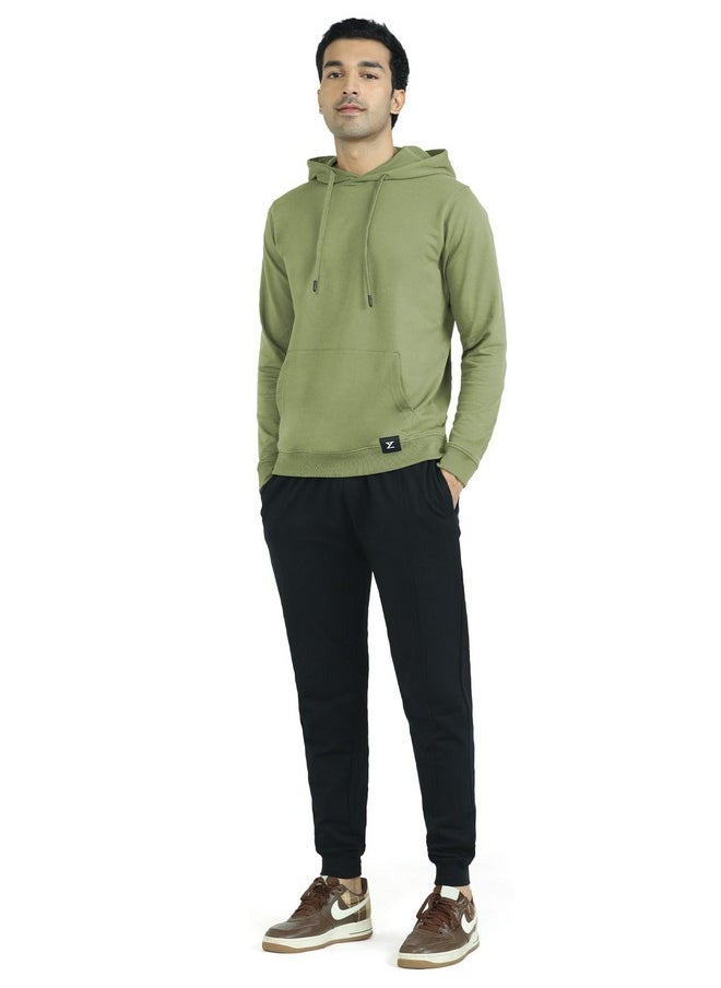 XYXX - XYXX Men's Cotton Neck Hooded Sweatshirt (XYHOD01_Olive Green - Image 1