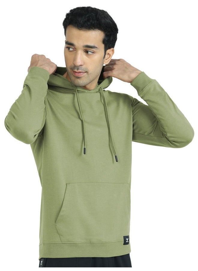 XYXX - XYXX Men's Cotton Neck Hooded Sweatshirt (XYHOD01_Olive Green - Image 1