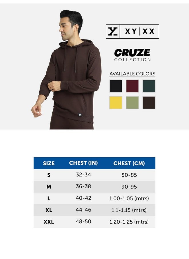 XYXX - XYXX Men's Cotton Neck Hooded Sweatshirt (XYHOD01_Olive Green - Image 1