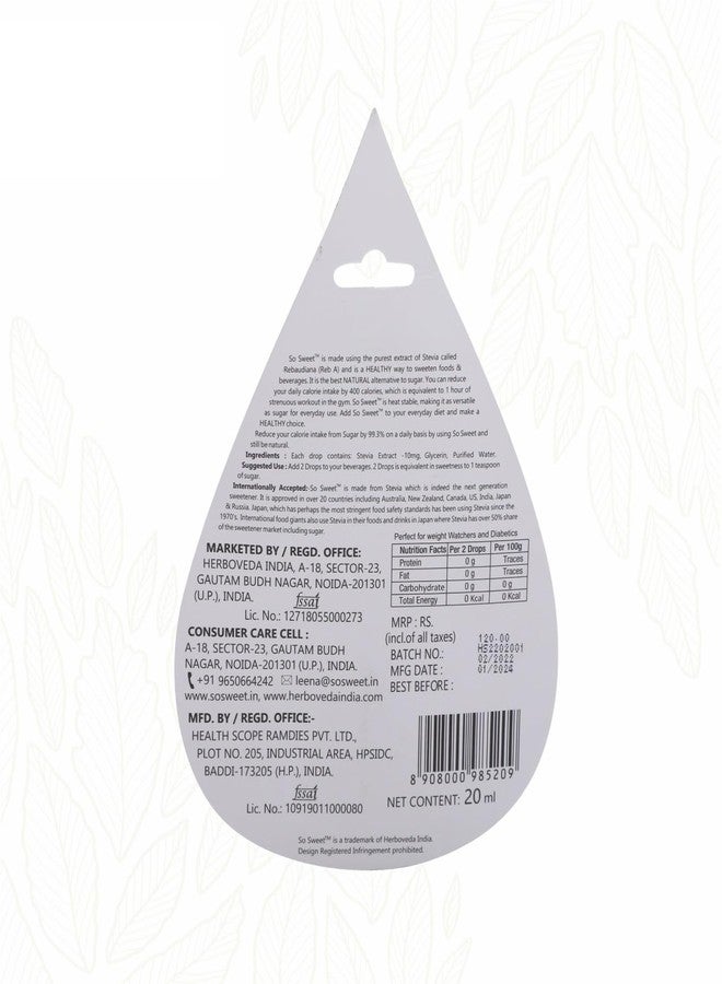 So Sweet Stevia Liquid – Pack of 2, 800 Drops, 100% Natural Sweetener for Weight Management, Sugar-Free, Zero Calorie, Diabetic & Keto Friendly, Convenient for Beverages & Baking - Image 3