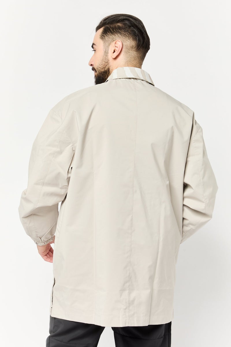 adidas Originals Men Sportswear Fit Long Sleeves Outdoor Jacket, Beige  - Image 3