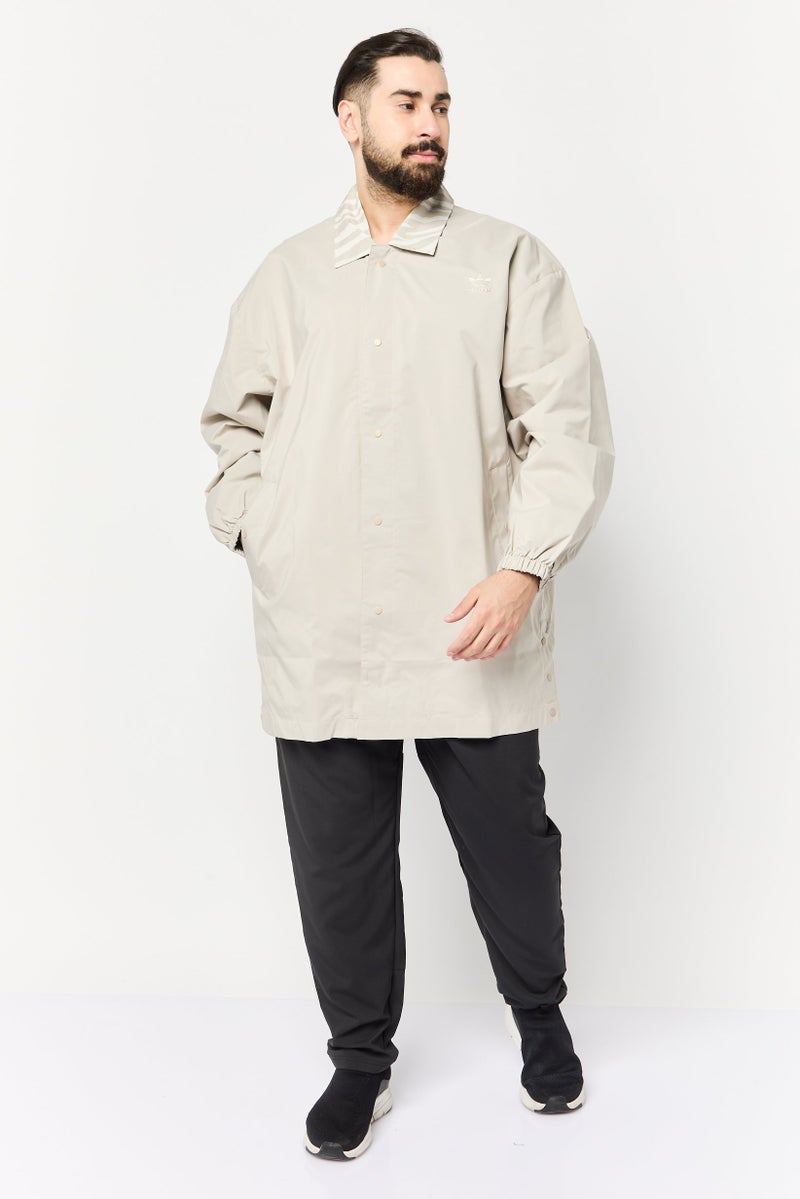 adidas Originals Men Sportswear Fit Long Sleeves Outdoor Jacket, Beige  - Image 4