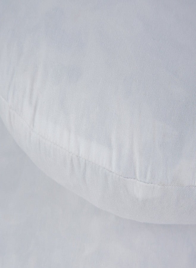 HOMESJUN Set of 2, 95% Feather 5% Down 18 Inch Round Decorative Pillow Insert, Cotton Cover, White, Set of 2 - Image 2