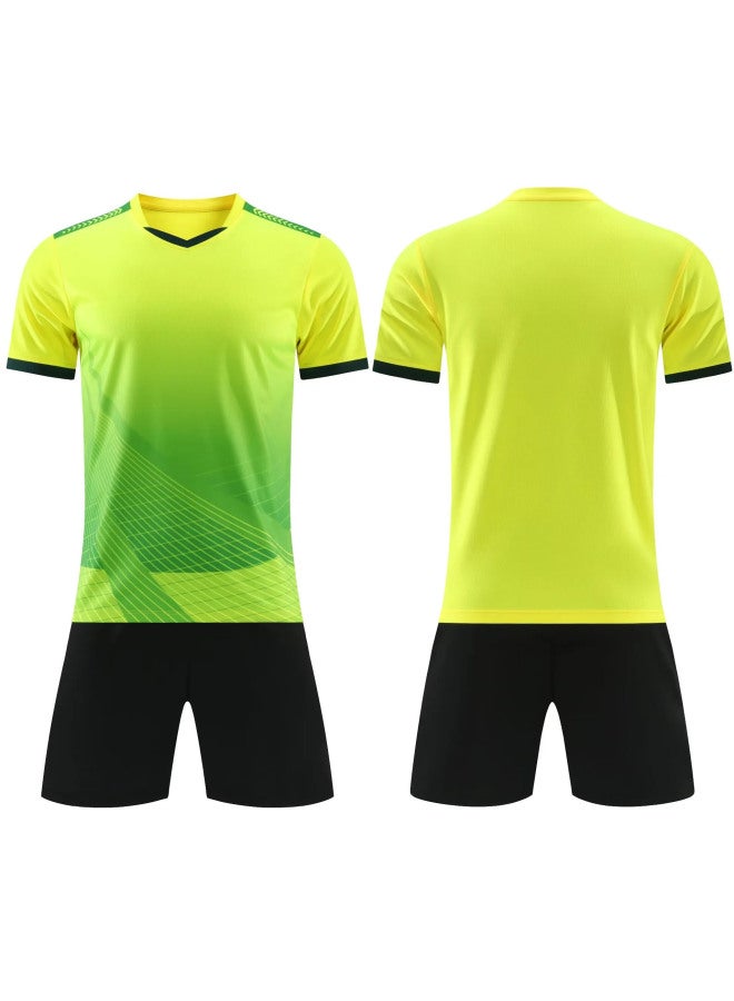 2025 Children's Soccer Jersey Men's Competition Team Wear Summer Training Short Sleeve with Bilateral Pocket - Yellow