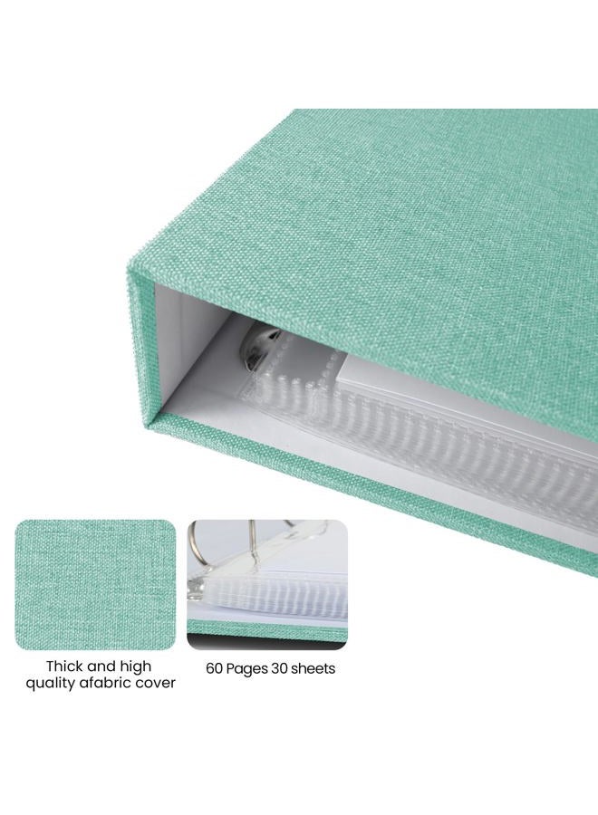 LUOCCHI 12x12 Inch Large 3 Ring Binder Scrapbook Album, Linen Cover Scrap Books 30 Pocket with Plastic Sleeves Protectors Display 60 Pages 12 x 12 Art Portfolio for Wedding Baby Adventure (Cyan Blue) - Image 5