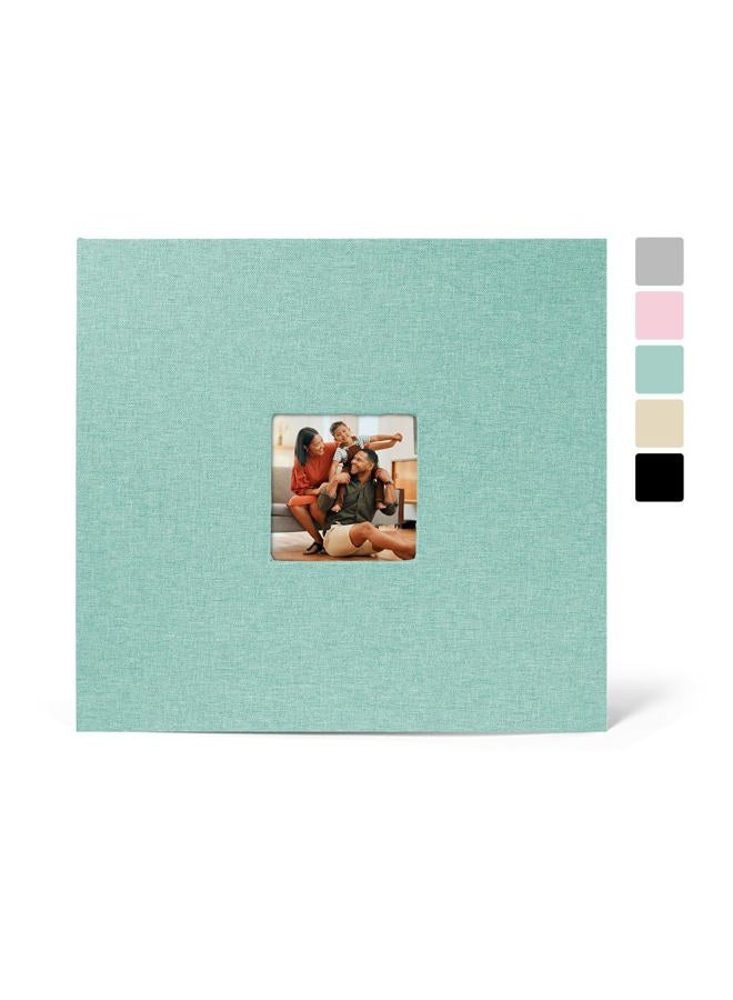 LUOCCHI 12x12 Inch Large 3 Ring Binder Scrapbook Album, Linen Cover Scrap Books 30 Pocket with Plastic Sleeves Protectors Display 60 Pages 12 x 12 Art Portfolio for Wedding Baby Adventure (Cyan Blue) - Image 1