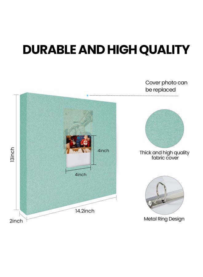 LUOCCHI 12x12 Inch Large 3 Ring Binder Scrapbook Album, Linen Cover Scrap Books 30 Pocket with Plastic Sleeves Protectors Display 60 Pages 12 x 12 Art Portfolio for Wedding Baby Adventure (Cyan Blue) - Image 3