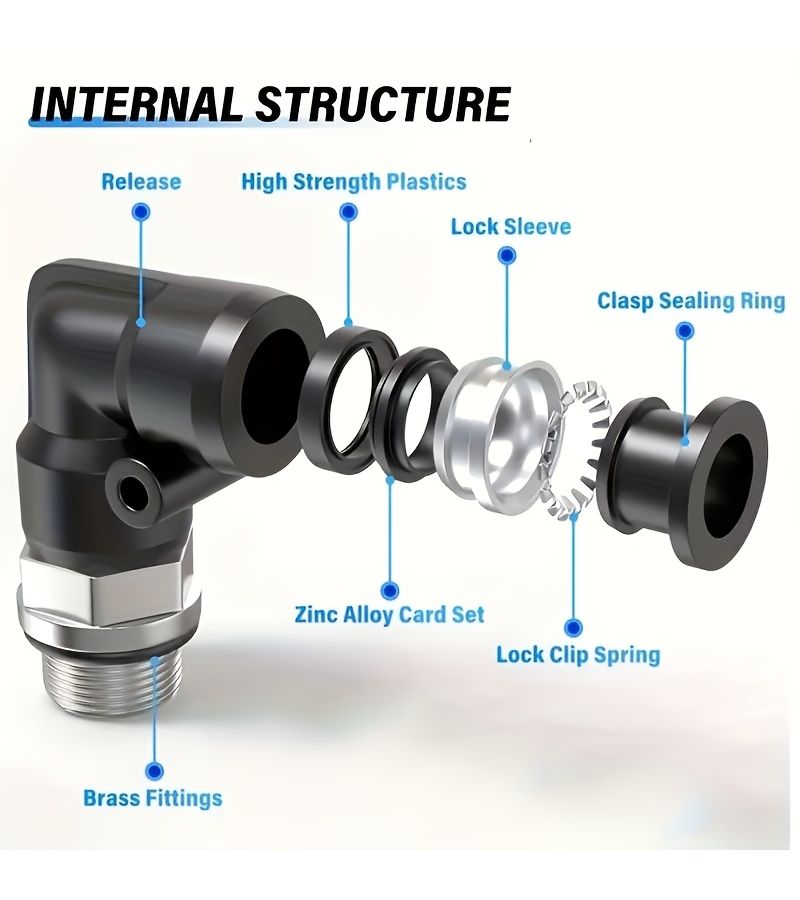 12Pcs Heavy Duty Air Hose Connector Set Blue Quick Connect Male Female Adapters - Image 4